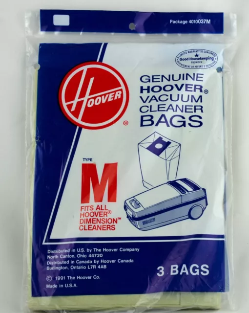 Hoover  Type M Genuine Vacuum Cleaner Bags  # 4010037M - 3 Bags