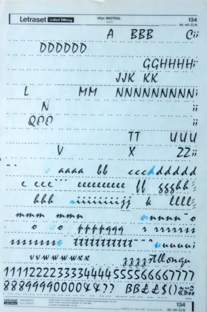 3 x BUCHSTABENSATZ Symbole Abreiben Brieftransfers 48pt MISTRAL (#134) 10,2 mm 2