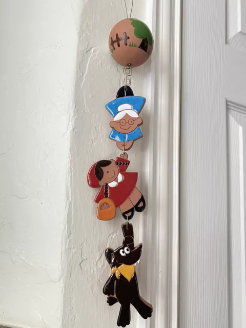 Red Riding Hood Nursery Childrens Decor Glazed Mexican Clay Art Home Kids Kawaii