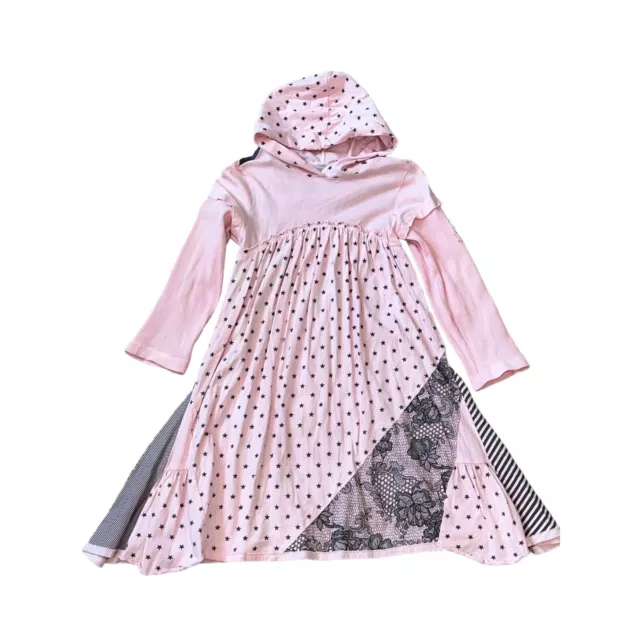 Naartjie Kids Girls Vintage Gray/Pink Hooded Dress Size 10