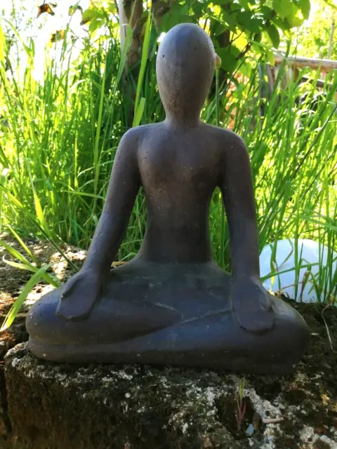 Yoga Frau sitzend Meditation Skulptur Figur Statue Stein Steinguss Garten 30cm