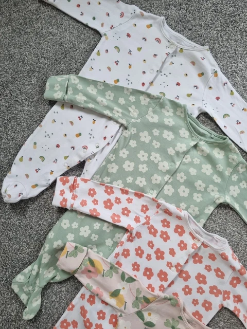 Pacchetto babygrow bambine Next 3-6 mesi arcobaleni bianco rosa floreale g 3