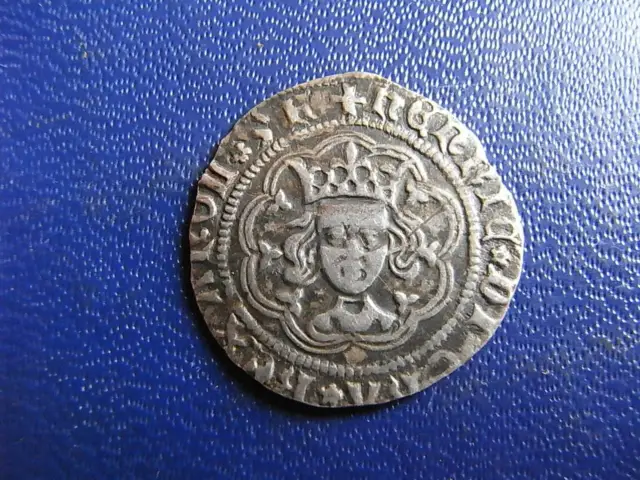 Henry VI Halfgroat 1430-31 Calais mint Rosette-M mintmark plain cross S.1862 VF