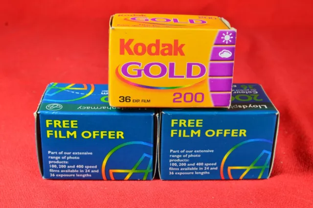 Unexposed Kodak Gold 35mm Film ISO200 36exp & Two Lloyds Films