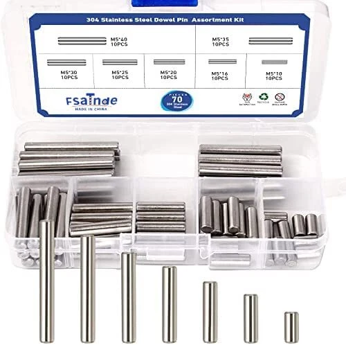 304 Stainless Steel Dowel Pin Shelf Support Pin Assortment Kit Fasten Elements