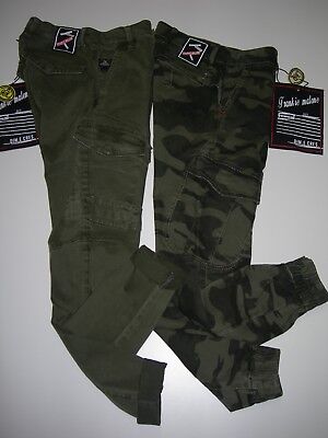 Pantalone Slim Verde Militare  Mimetico Camo Tasche  Stretch  Bambino Ragazzo