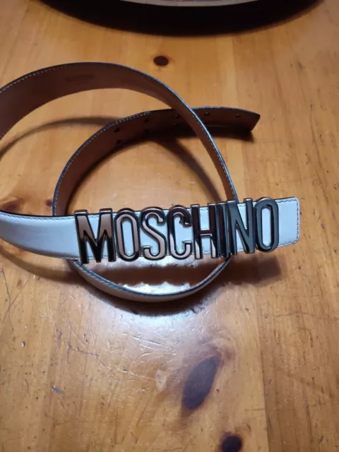 Moschino Black Belt Logo Letter Buckle Size 52  Made in Italy