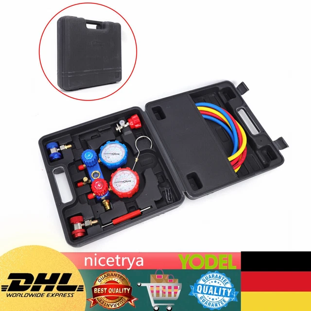 NUOVO condizionatore ausilio montaggio manometro pompa per vuoto set strumenti per auto