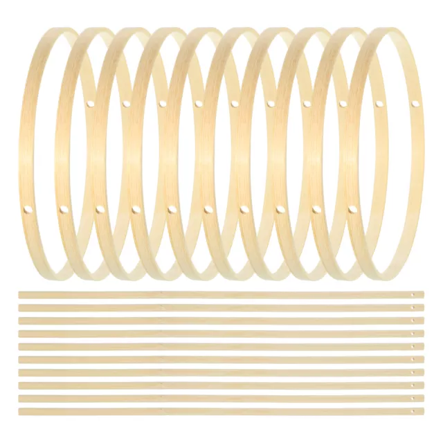 10 pz anelli artigianali cerchi floreali bambù macramè 7 pollici con bastoncini da 12"