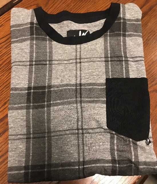 Jus Liv'n  Medium black and gray plaid shirt with black pocket and collar