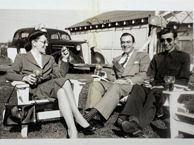 FOUND PHOTO Photograph Snapshot Cool Hipsters Smoking & Coke Coca Cola Glasses