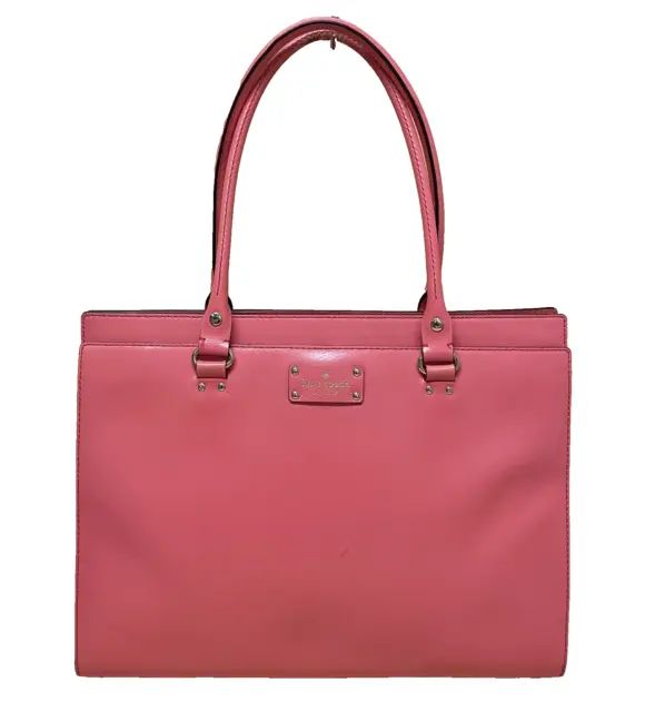 KATE SPADE XL Tote Handbag Bright Pink Textured Leather Studs **EUC** GORGEOUS!!