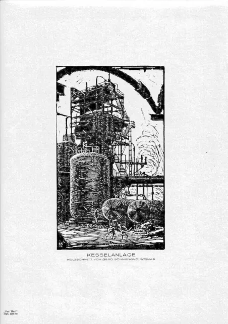 Kesselanlage Grafik nach Holzschnitt von Gerd Schniewind , Weimar