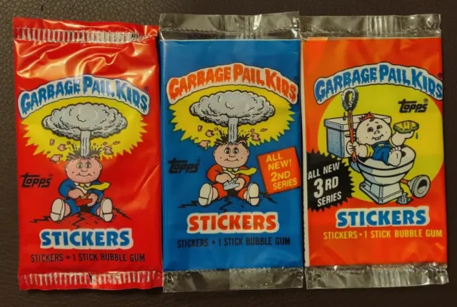 UK Garbage Pail Kids Series 1 - 3 (1985)Very RARE Sealed Sticker Pack lot ~Topps