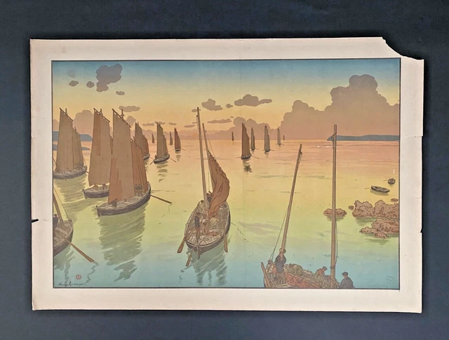 Lithographie par Henri Rivière Le Coucher de Soleil A5078