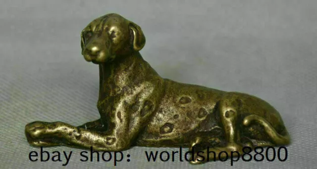 7CM Collect Old China Bronze Feng Shui Foo Dog wolfdog Statue Sculpture