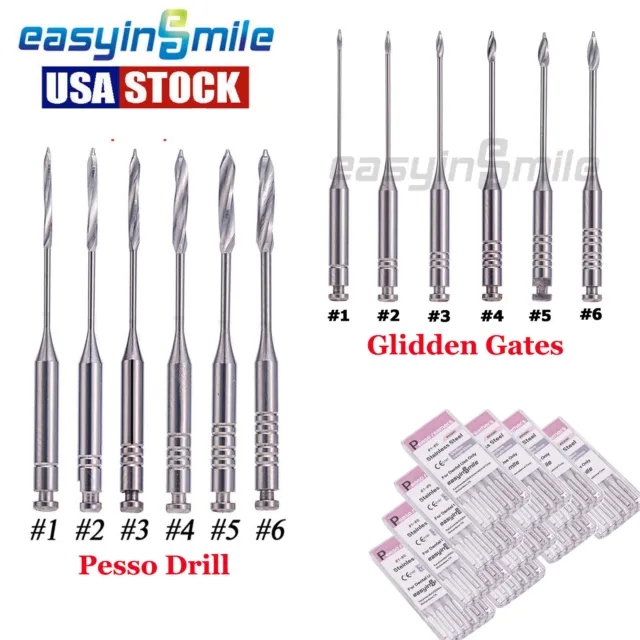 10packs Endo Dental Pesso Reamers/Glidden Gates Drill Spiral Burs Root Canal 1-6