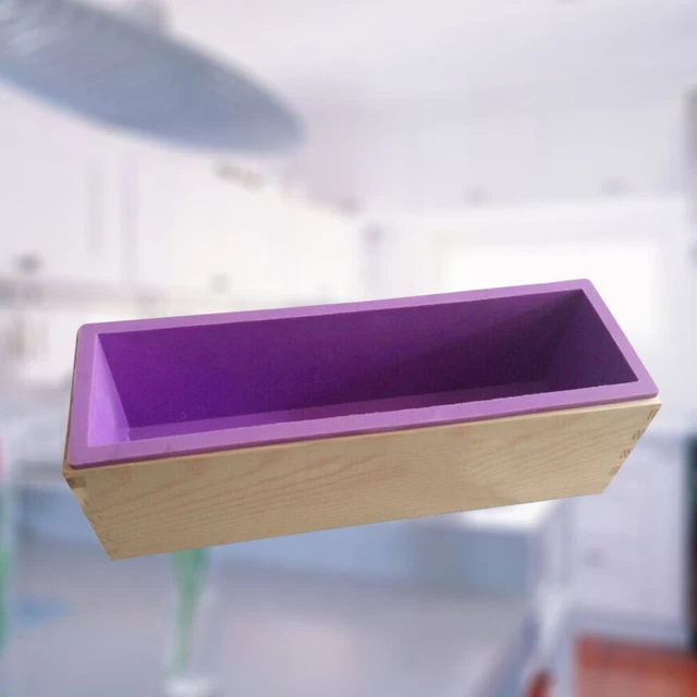 Flexible Rectangular Soap Loaf Silicone Mold with Wooden Box DIY Tool for Soap