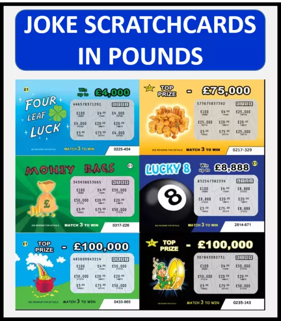 FAKE LOTTERY SCRATCH CARD Joke Tickets Prank
