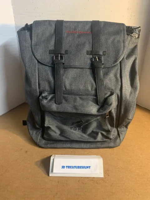 TOPI Gray Canvas Backpack Laptop Bag W/ Black Leather Trim Brand New Never Used