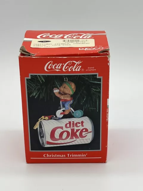 Vintage Enesco Diet Coca Cola Coke Soda Bear Ornament Christmas Trimmin' 1994