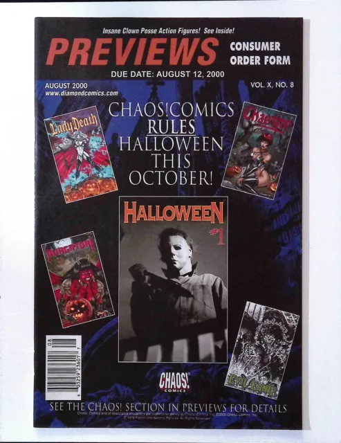 Previews Order Form Vol 10 #8 1St Cover App Predates 1St Series Michael Meyers