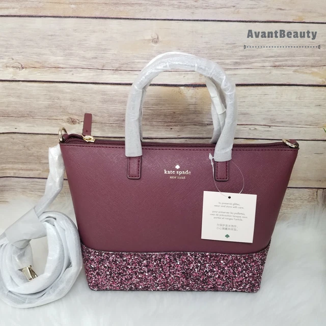 Kate Spade Greta Court Glitter Ramey Crossbody, Cherrywood