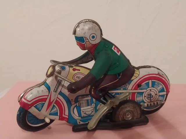 Moto Mécanique Friction Linemar Toys - Japon - Tôle - Années 60