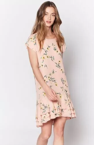 JOIE $238 Coreen Floral 100% Silk Tiered Lined Flounce Dress Size Small