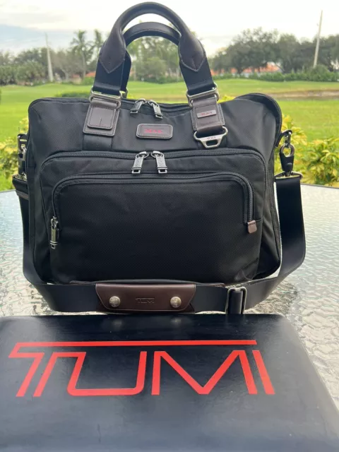 TUMI  ALPHA BRAVO Yuma Slim Brief Messenger Bag Nylon Leather EUC Add A Bag