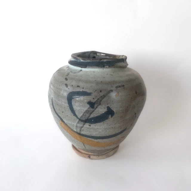 Vase En Grès Signé Alain Girel (1945-2001) - Décor émaillé Frise Automnale - Daté 1986