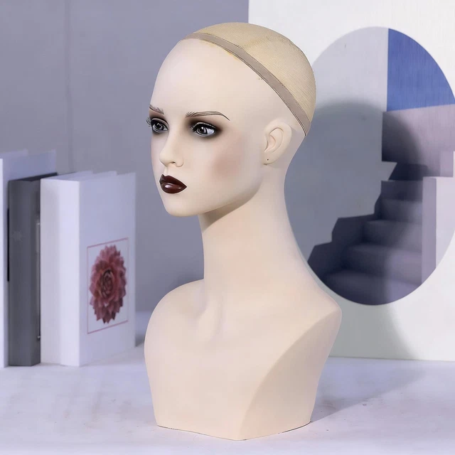 Tête De Mannequin Femme Buste Pour Perruques Et Colliers, PVC Couleur Peau, Tour De Tête 54cm