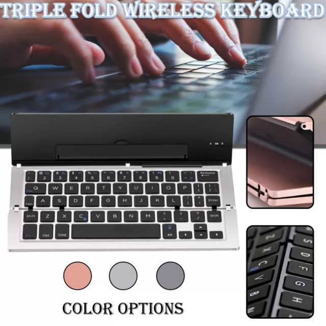 81Key 3-Folding Wireless Bluetooth Keyboard Multi-System For Tablet Laptop  Phone