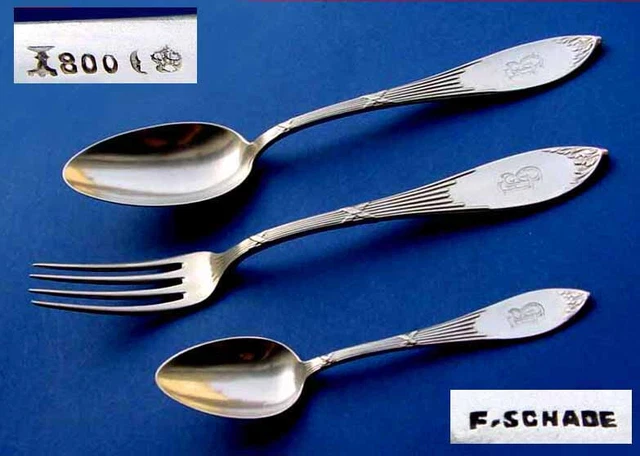 Empire Set, Spoon+Fork + Teaspoon, Koch & Bergfeld, 800er Silver B632