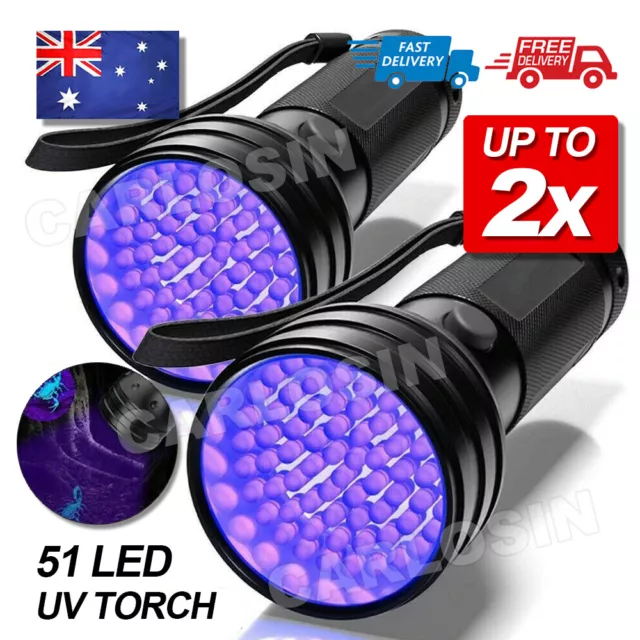 51 LED Flashlight 395 nM UV Ultra Violet Blacklight Torch Light Lamp Aluminum AU