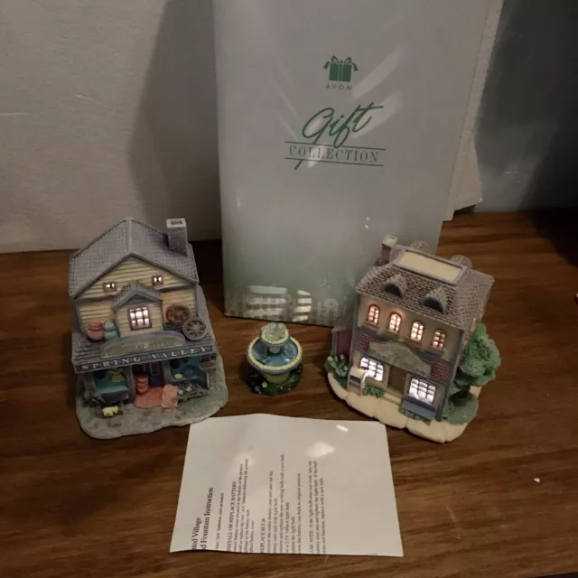 Avon Gift Collection Spring Valley lighted Village General Store Post Office