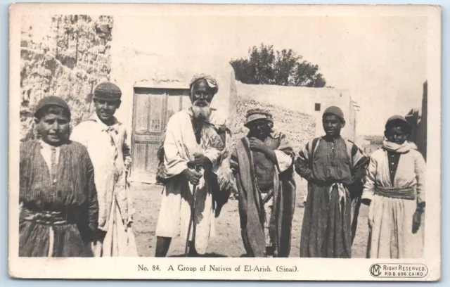 Egypt Sinai A Group of Natives of El-Arish WW1 Era RP Postcard 1917 Z2