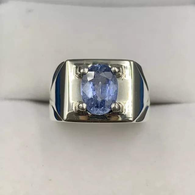 Ceylon Sapphire Ring, Natural Blue Sapphire Ring With 925 Sterling Silver, Handm