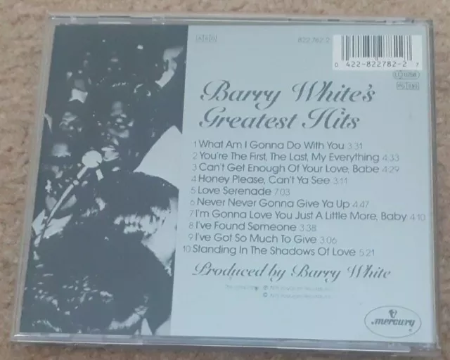 Barry Whites Greatest Hits CD VG+ 1975 Reissue 822 782-2 Polygram Mercury Europe 3