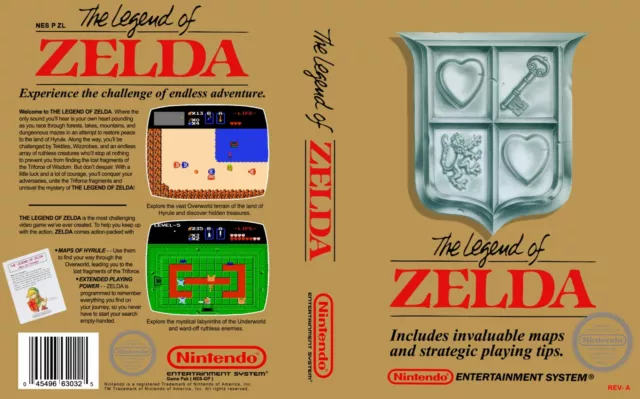 The Legend of Zelda NES Replacement Game Case Box + Cover Art Work Only