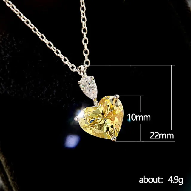 Fashion 925 Silver Zircon Heart Pendant Necklace Women Clavicle Jewelry Gifts