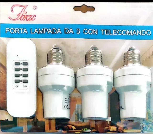 PORTALAMPADA E27 CON Telecomando Infrarossi Tris Portalampada + 1