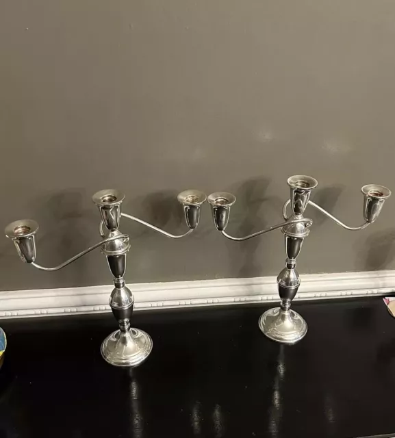 Raimond Silver Mfg Co Pair Of Gorgeous Sterling Candelabras 3 Sizes Candlesticks