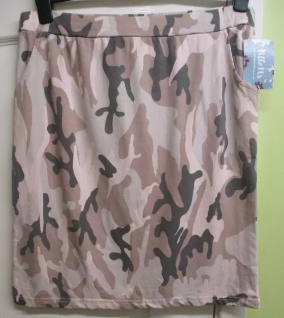 Bnwt Size M/L Fits A 14-16 Womens Camo Print Stretchy Pencil Skirt By Tilletts