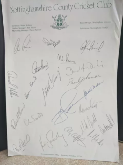 Sports autographs including Notts County Cricket Club signed team sheet,Players