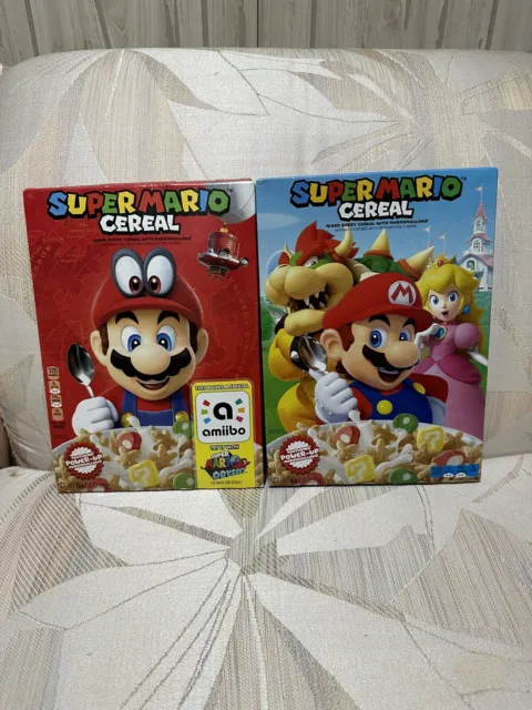 Kellogg's Super Mario Cereal Limited Edition Red/Blue Box Amiibo Nintendo Bundle