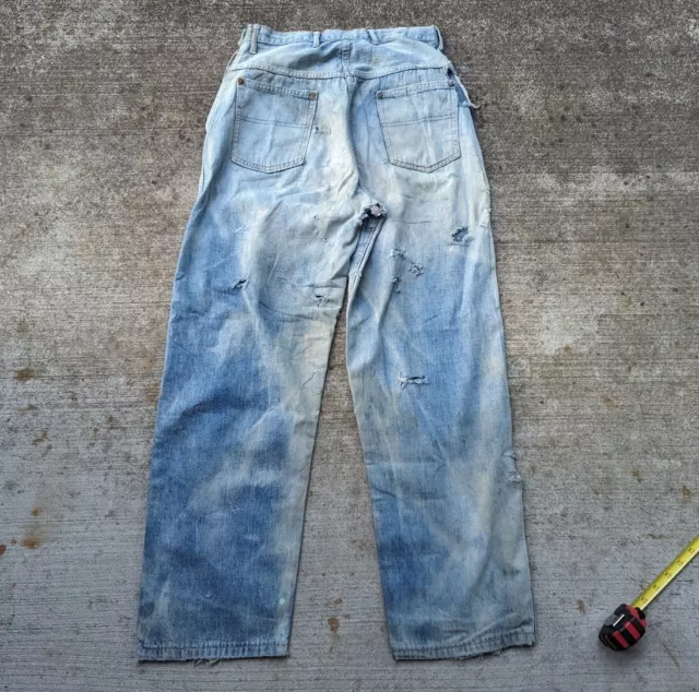 Vintage '50s Side Zip Denim Jeans 1950s Sz 26 High Waist Sanforized Unbranded