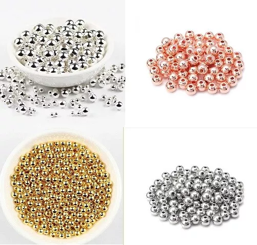 Round Spacer Beads 4mm 5MM 6MM CCB Gold Silver Rhodium Rose Gold 50-100 pcs