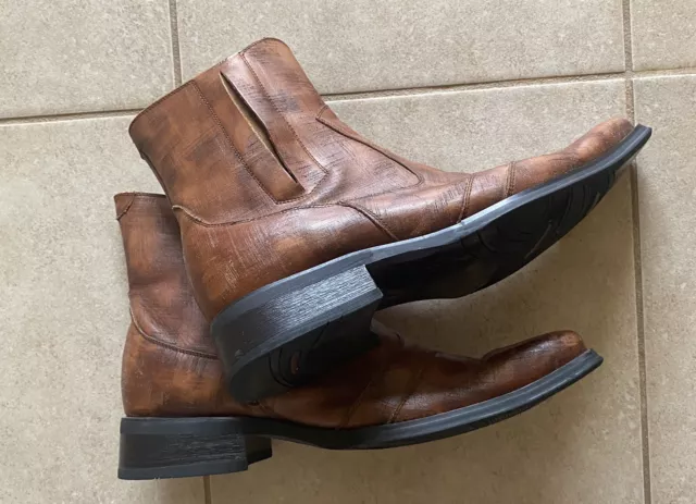 STEVE MADDEN MEN’S Leather Ankle Boots Sz 11 Chestnut Brown Slip On ...