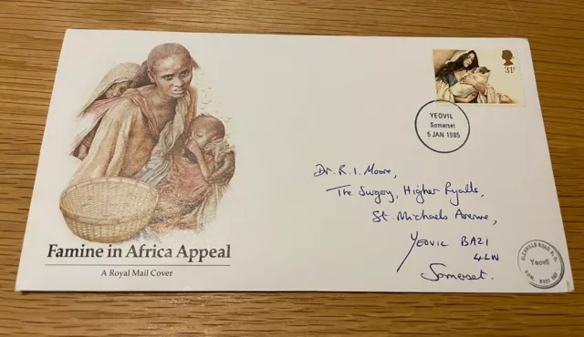 Famine in Africa appeal Royal Mail cover 5 January 1985